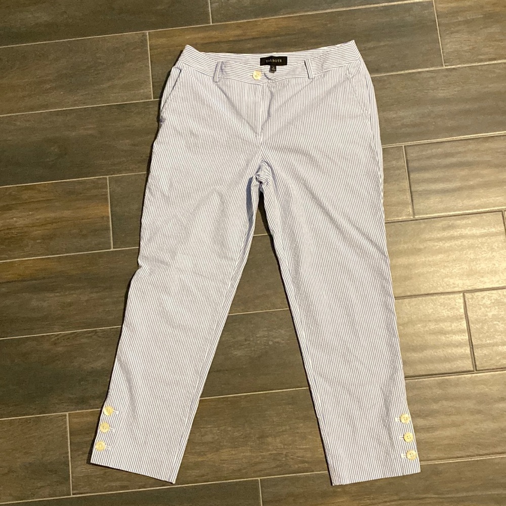 Talbots Size 2 Crop Seersucker Slacks